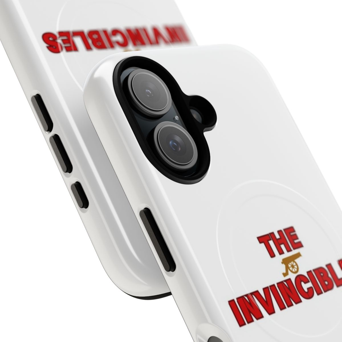 Magnetic tough phone case with Arsenal FC Invincibles inspired red and white design - Detail