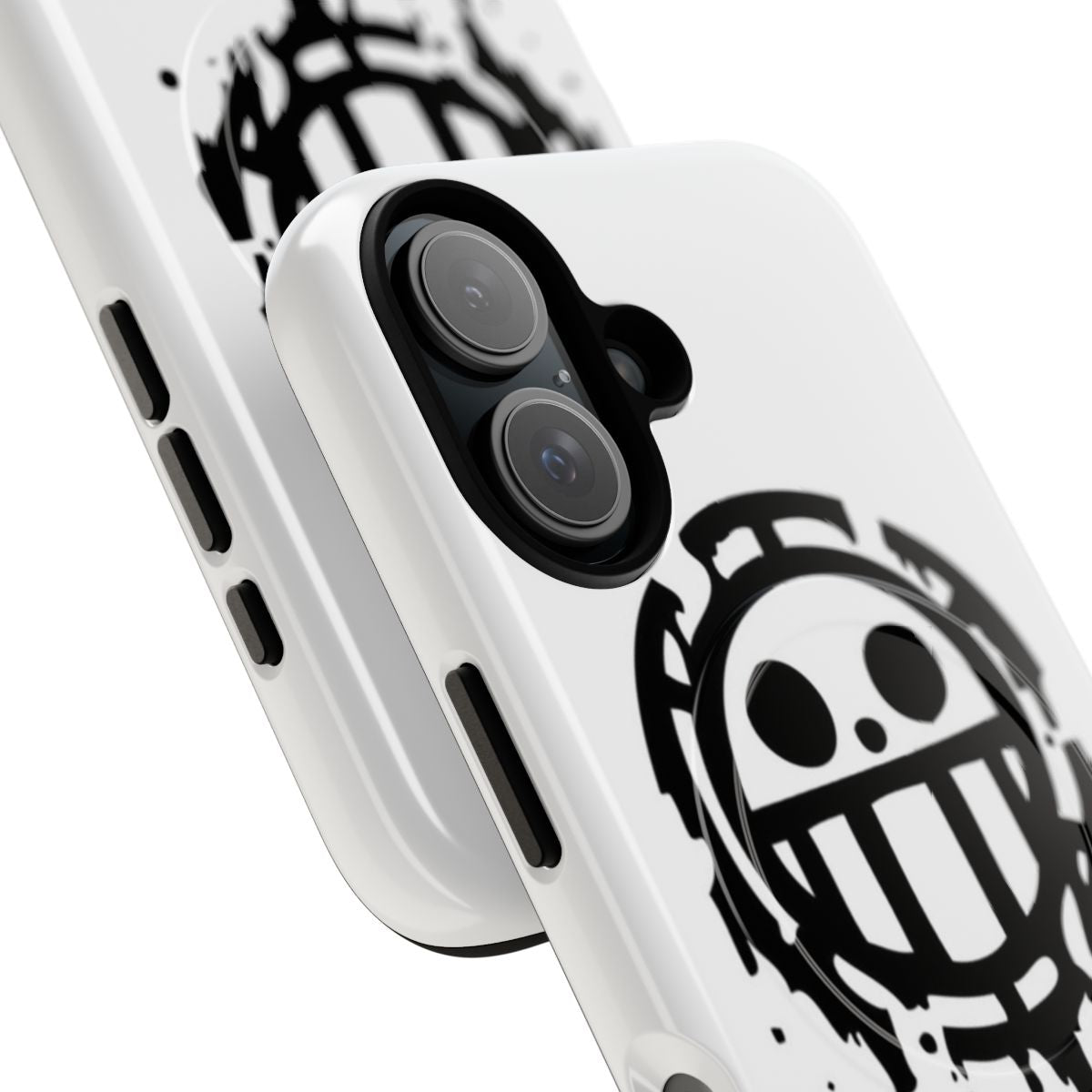 Custom phone case featuring a caricature of Trafalgar Law from the anime/manga One Piece. - Detail