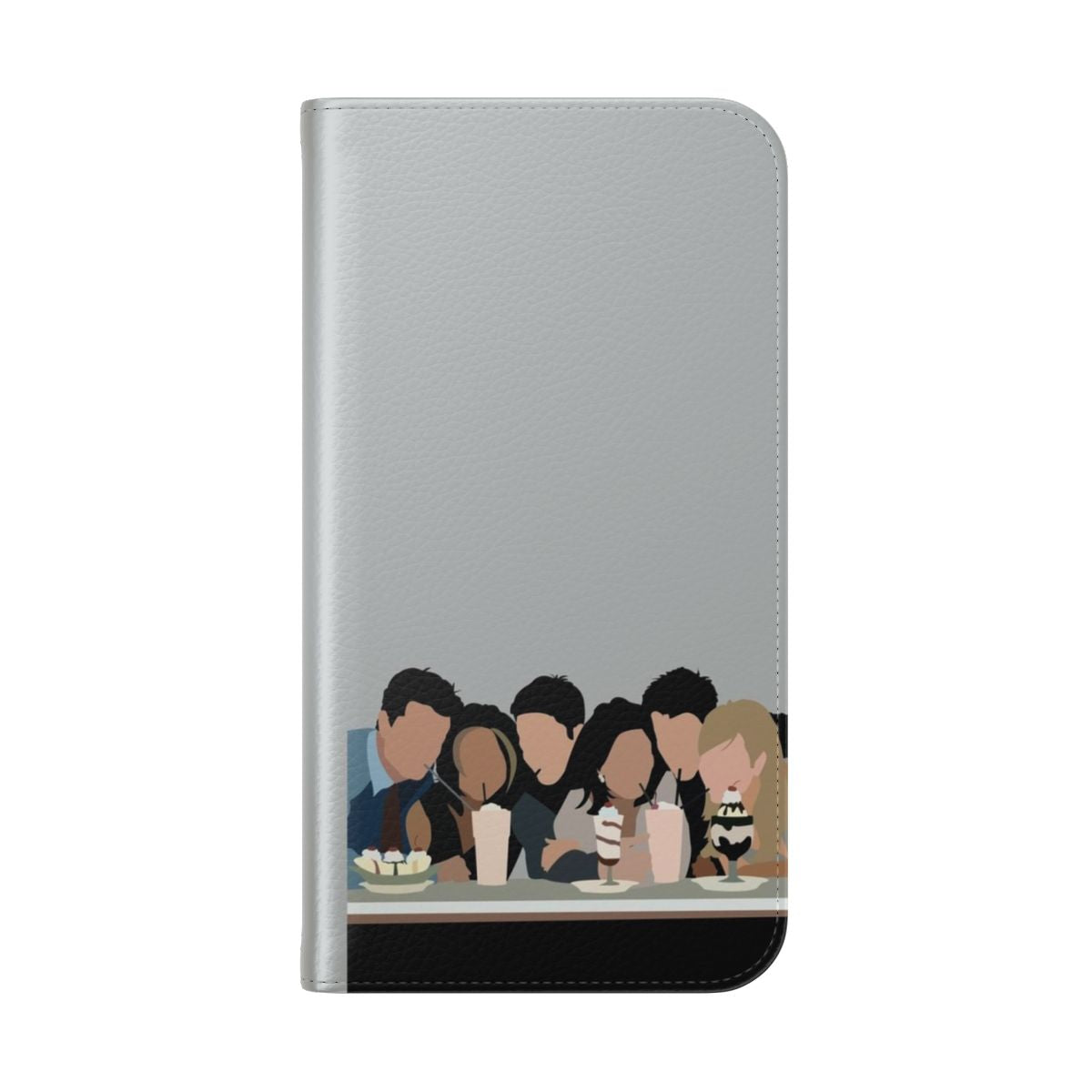 A flip cover phone case featuring the iconic Friends TV show logo and characters - Folded Back