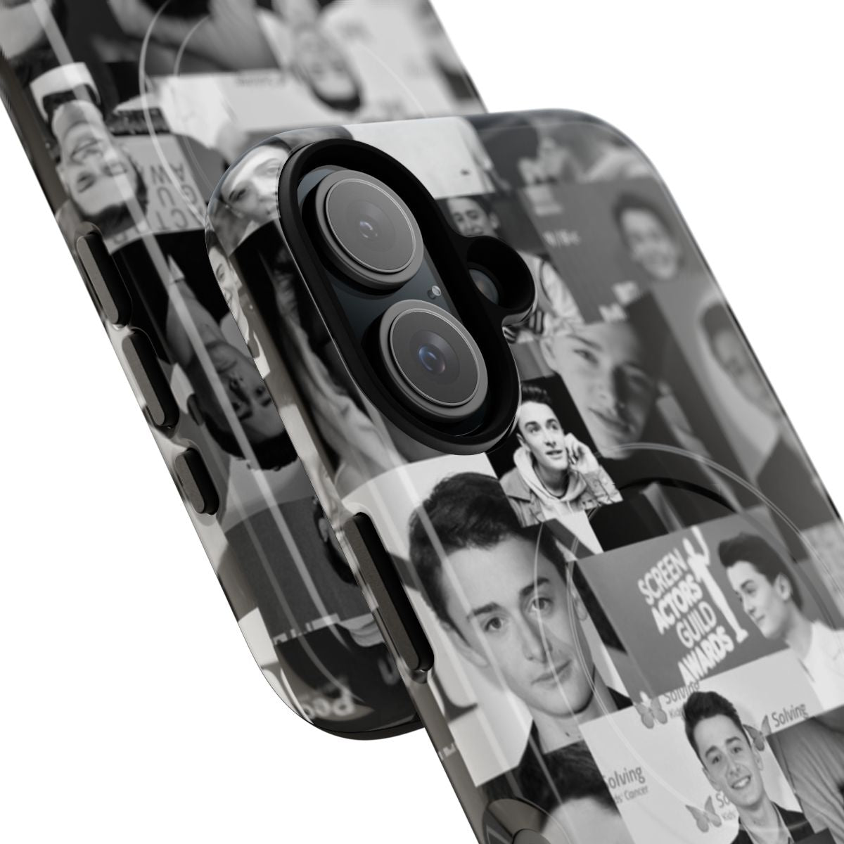 Black and white phone case with Noah Schnapp design - Detail