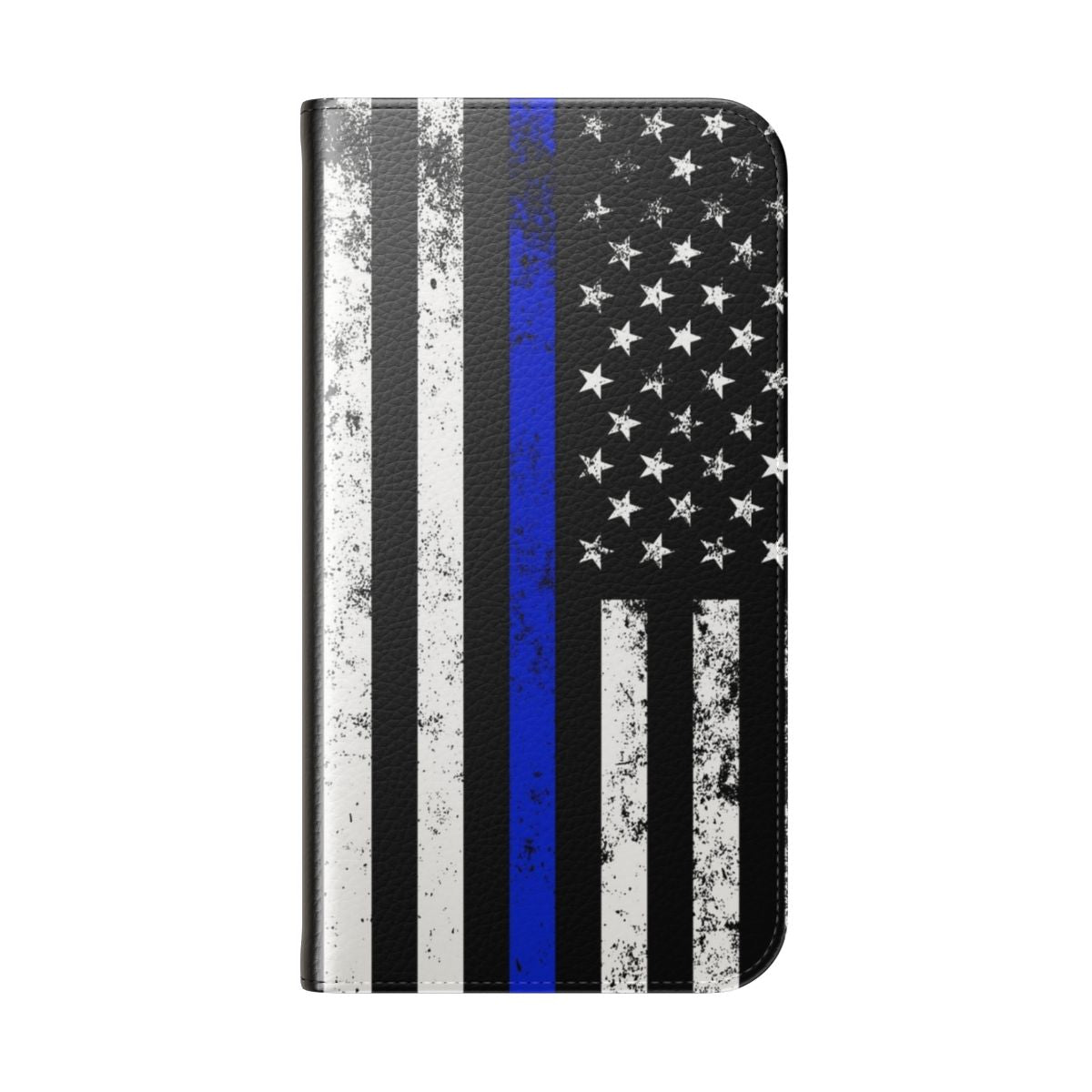 Patriotic distressed vertical American flag design on a flip phone case - Folded Back