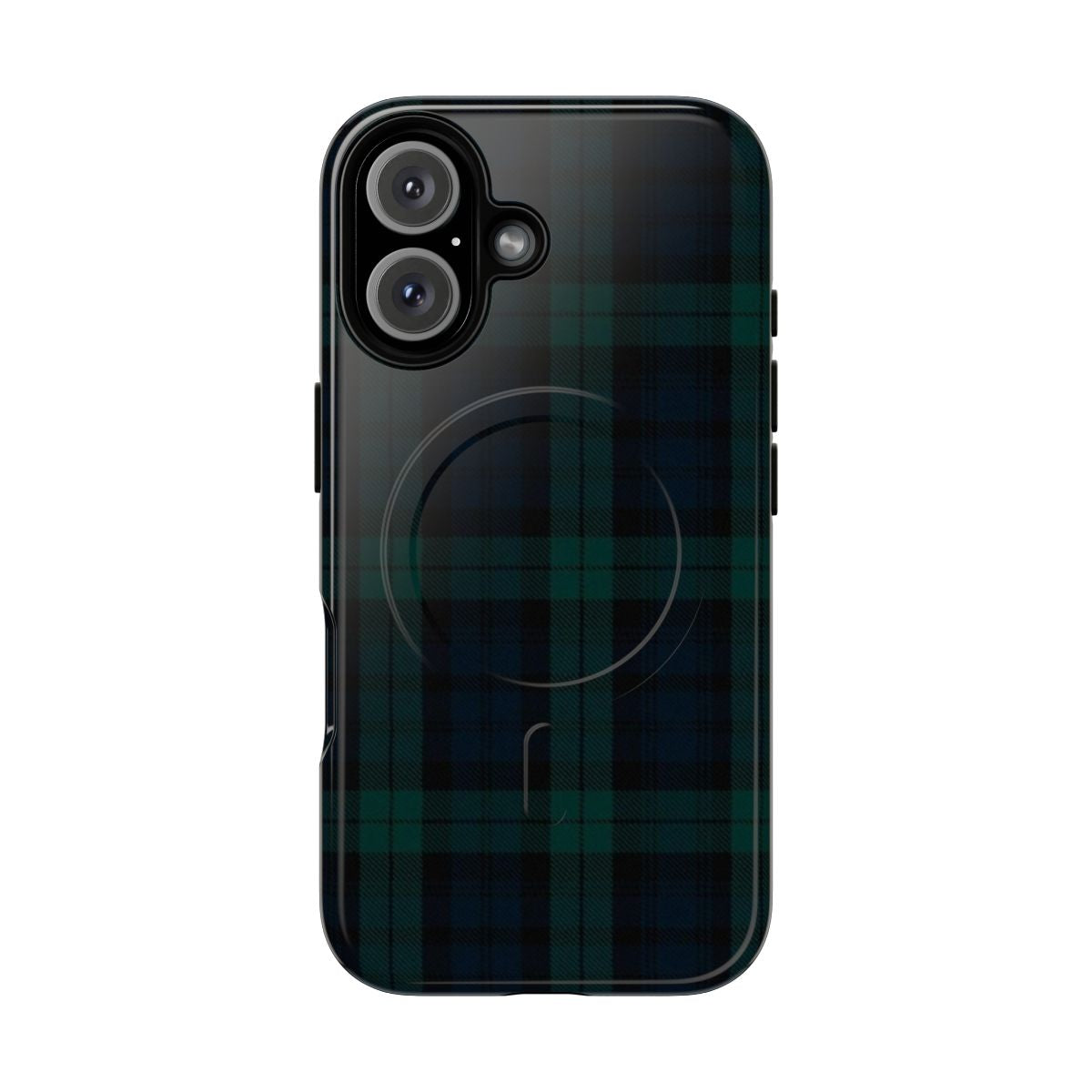 Tartan plaid pattern phone case in green and blue colors