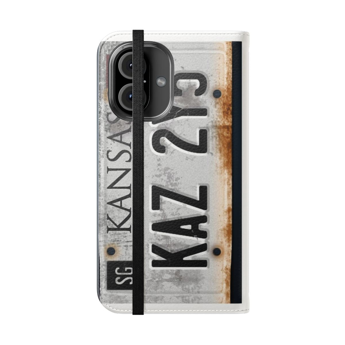 Supernatural-inspired license plate design on a flip cover phone case - Folded Front