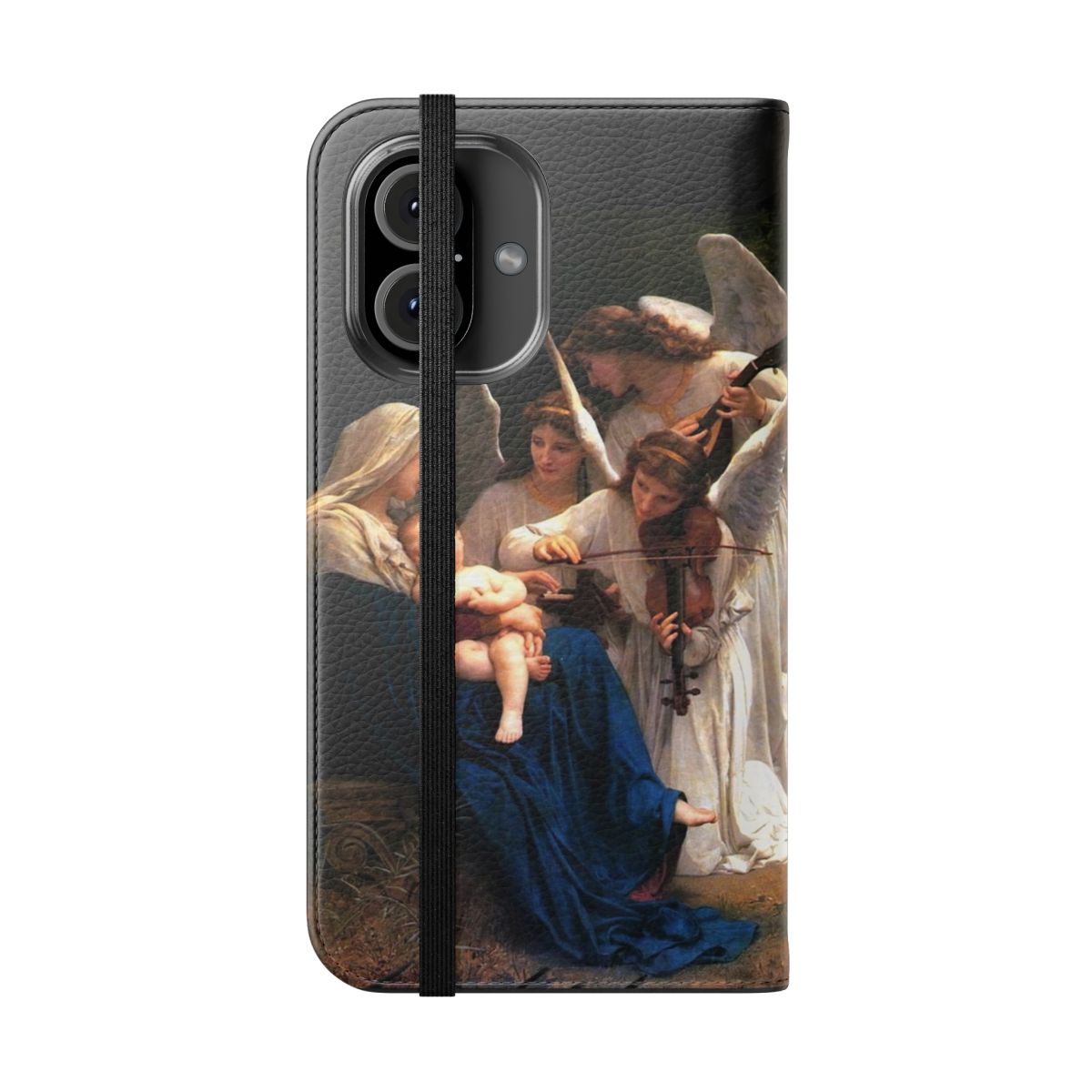 Catholic religious art image of Virgin Mary and Infant Jesus on a flip phone case - Folded Front