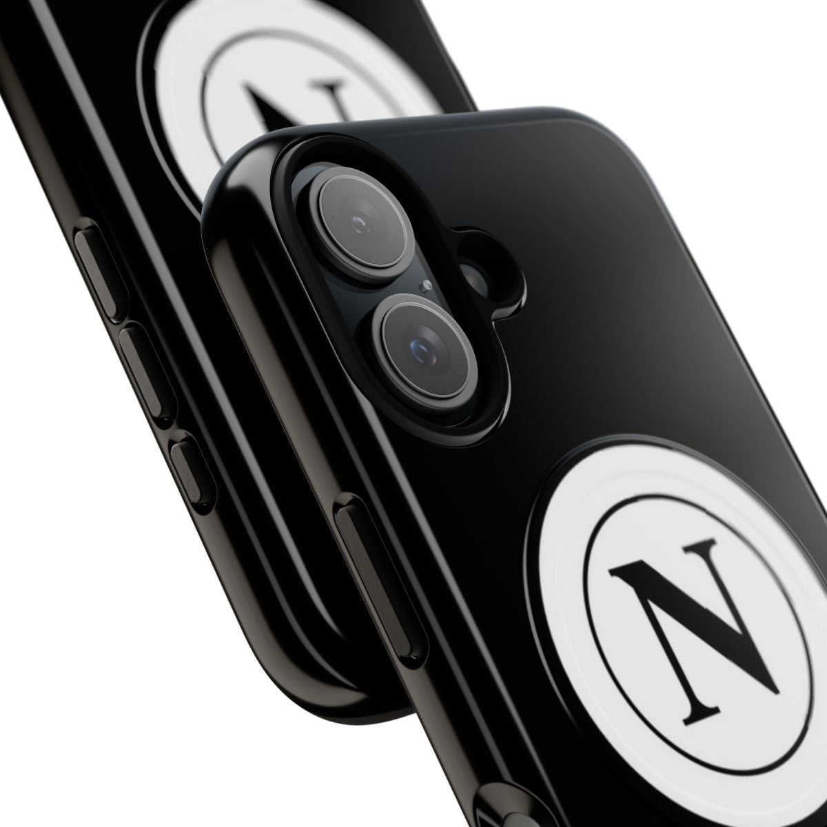 Magnetic tough phone case with black and white Napoli design - Detail