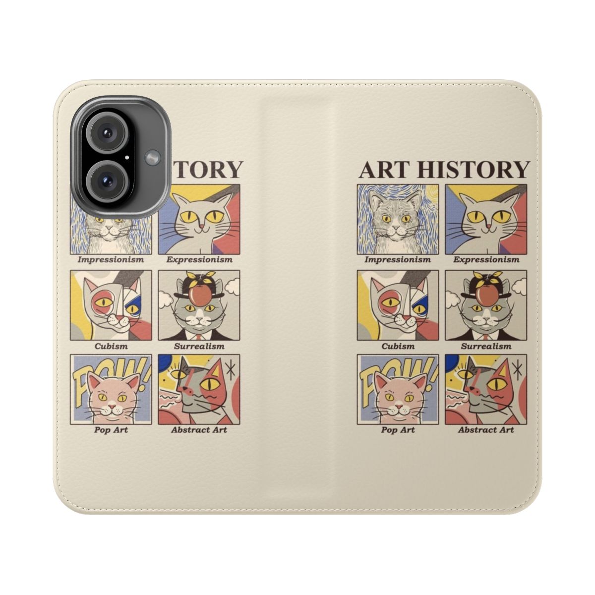 Artistic phone case featuring a cat design inspired by Van Gogh's Starry Night painting