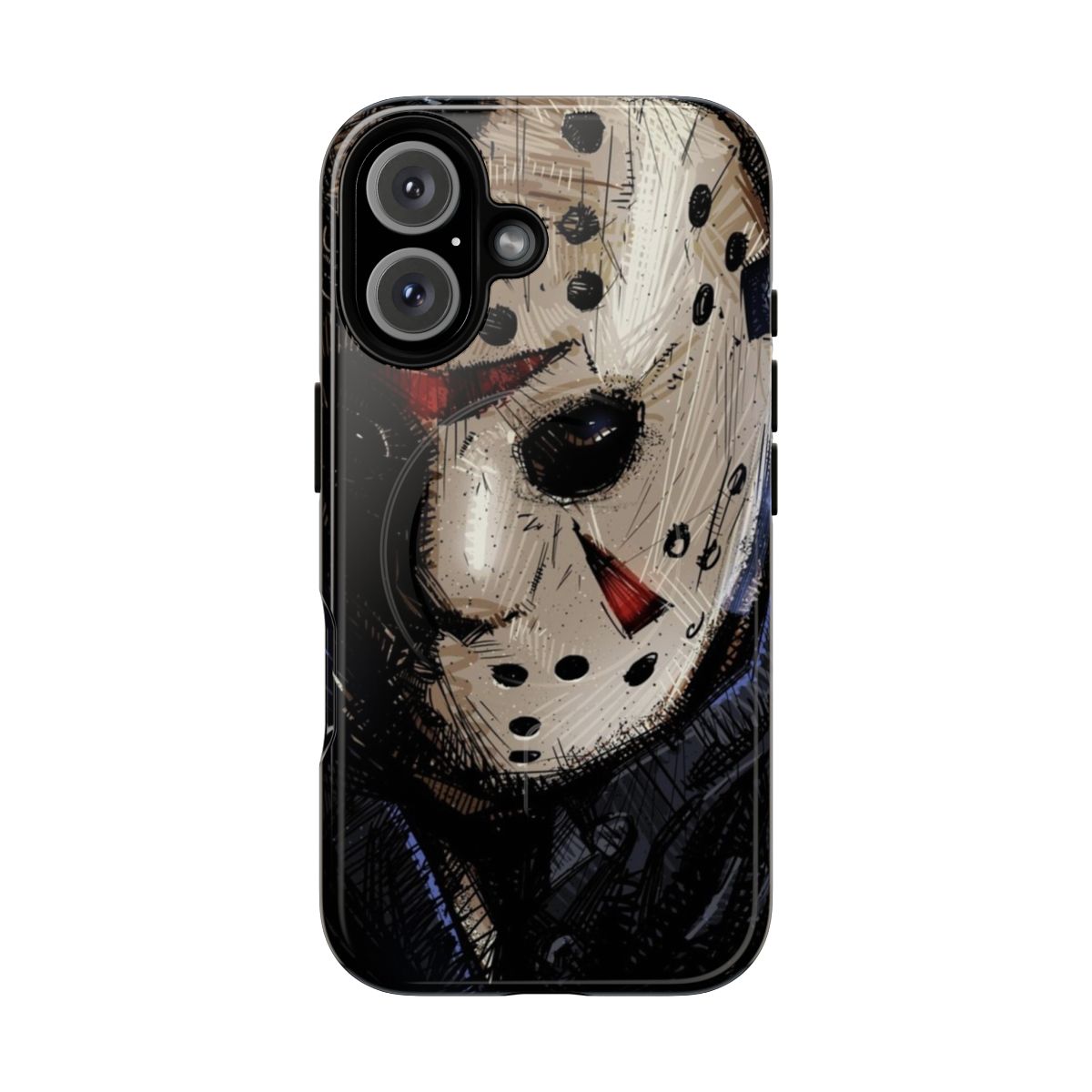 Spooky Friday the 13th-inspired horror phone case with a magnetic design