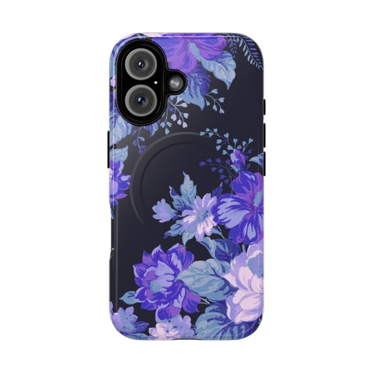 Midnight floral pattern magnetic tough phone case