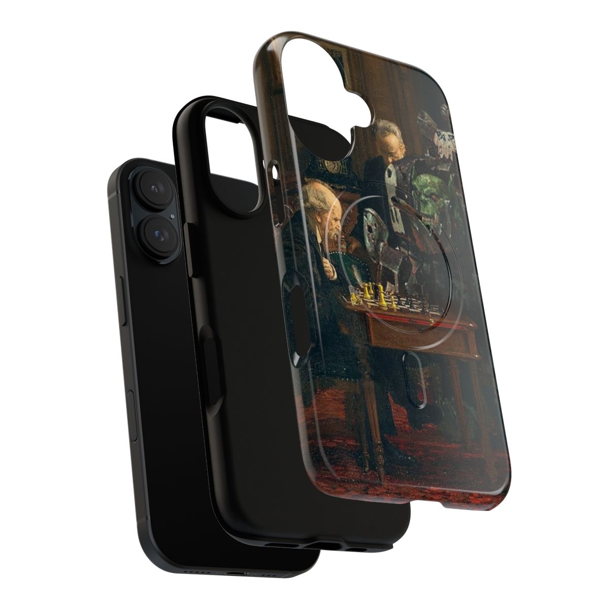 Magnetic tough phone case featuring custom Warhammer 40k Ork chess design - Layers