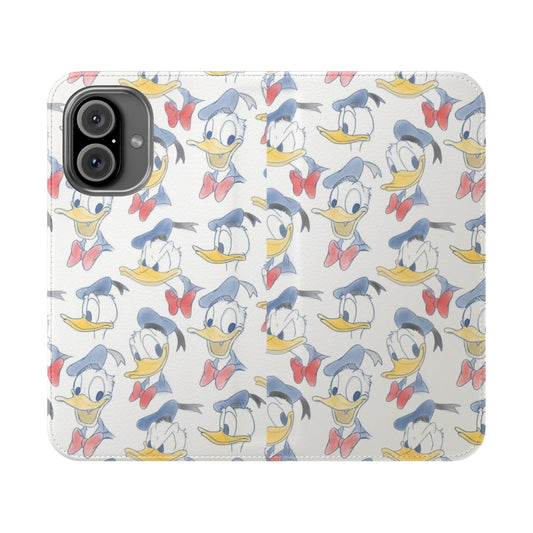 Colorful flip cover phone case featuring the iconic Disney character, Donald Duck.