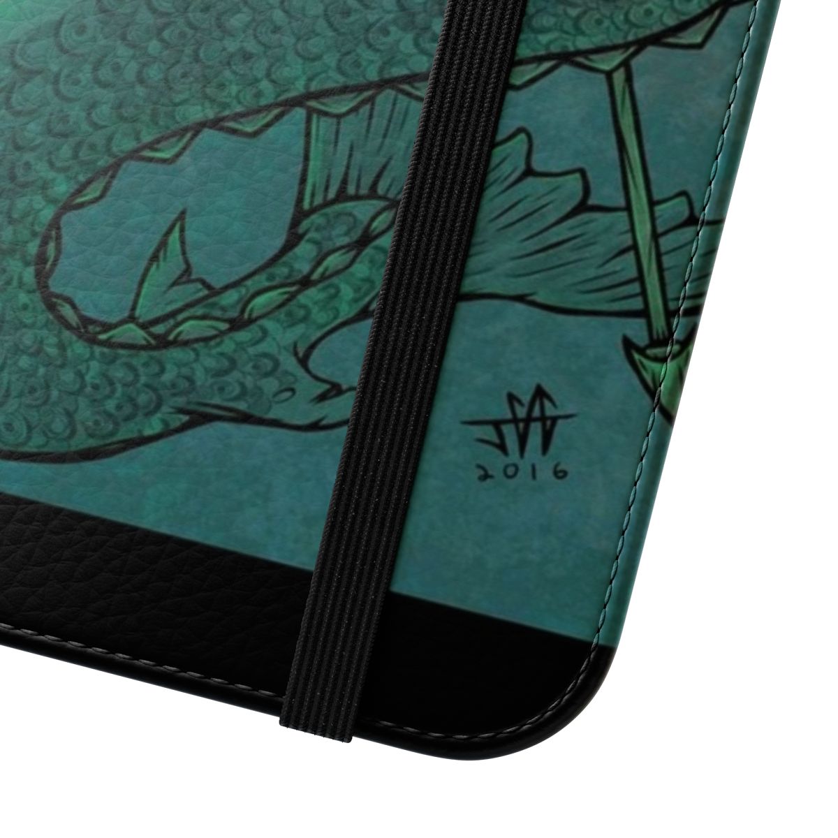 Mystical flip cover phone case featuring a mermaid, skull, and underwater fantasy design - Close Up