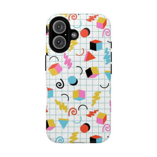 Retro geometric phone case with a trendy 80s style pattern