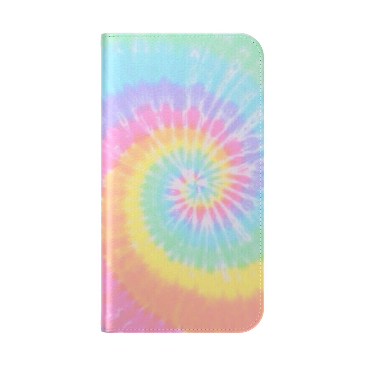 Vibrant rainbow tie dye pattern on a sleek phone case - Folded Back