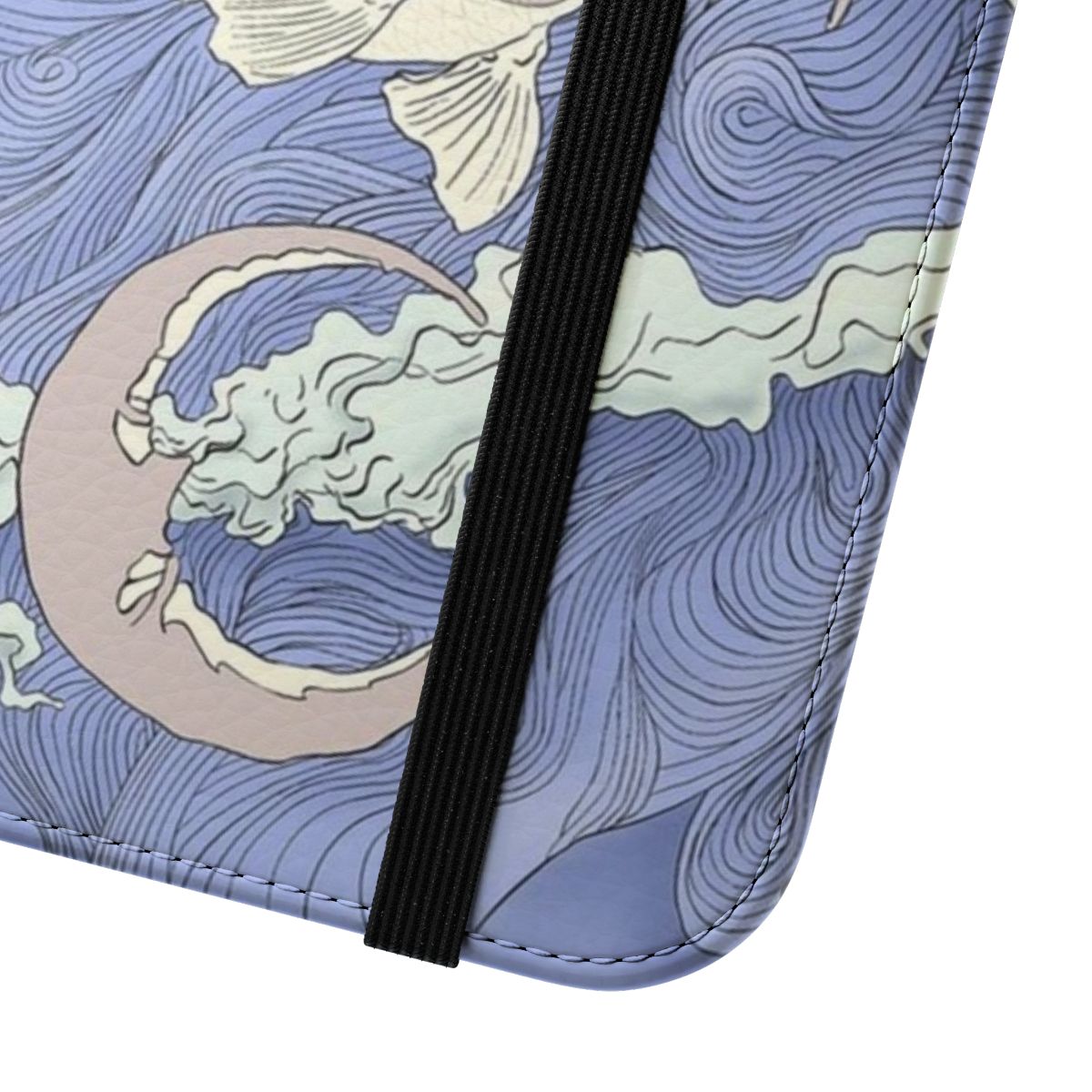 Flip phone case featuring art nouveau-inspired design of Tui and La, the moon and ocean spirits from Avatar: The Last Airbender and Avatar: Korra - Close Up