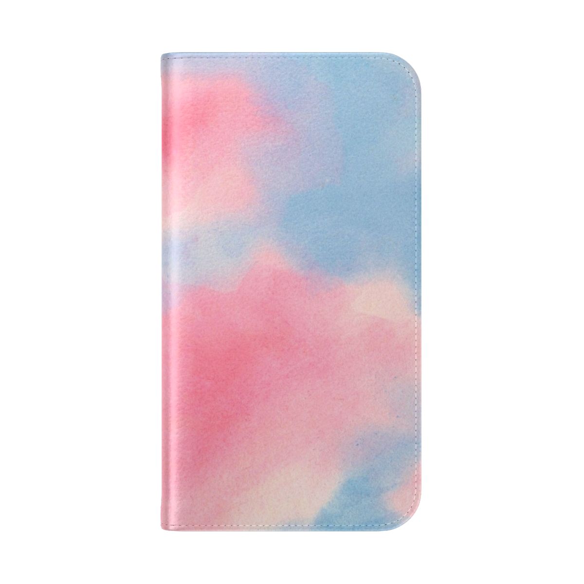 Watercolor clouds in transgender pride flag colors on a phone case - Folded Back