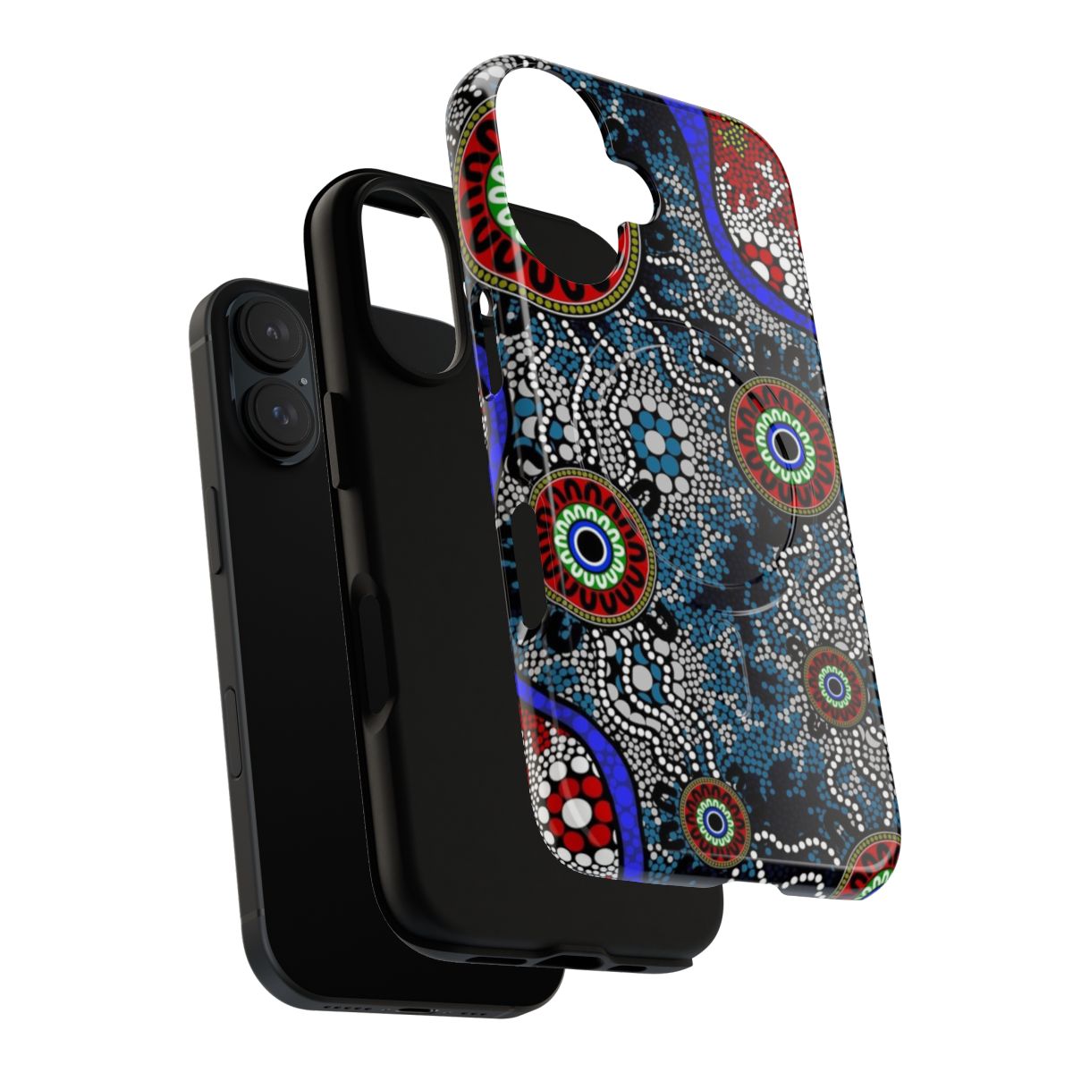 Magnetic tough phone case featuring authentic Aboriginal-inspired camping dots design - Layers