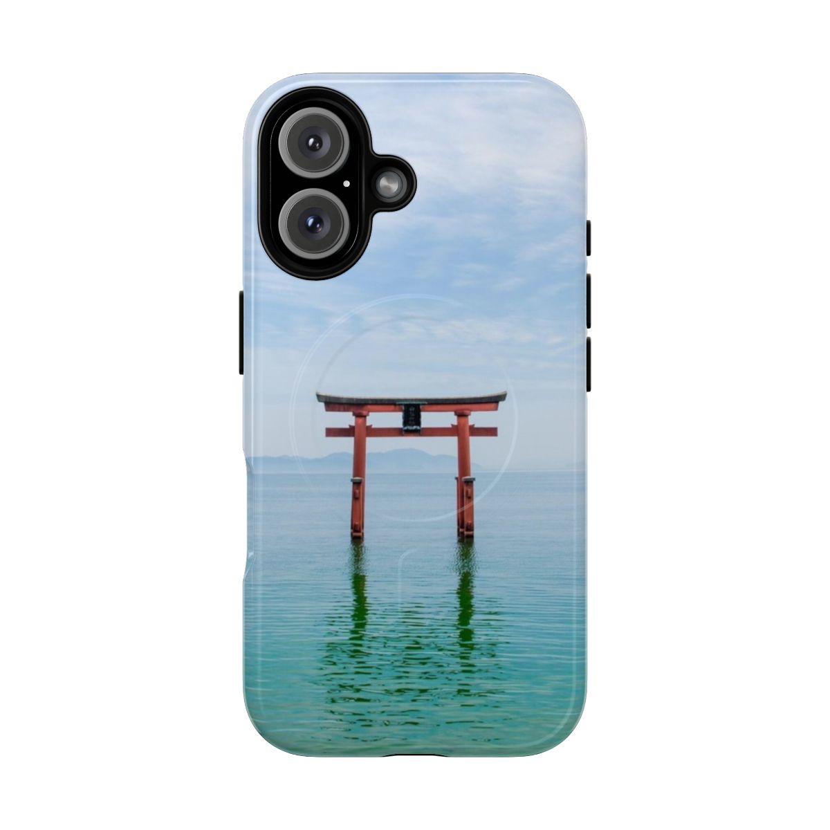 Shinto sanctuary-themed magnetic phone case with water-resistant design