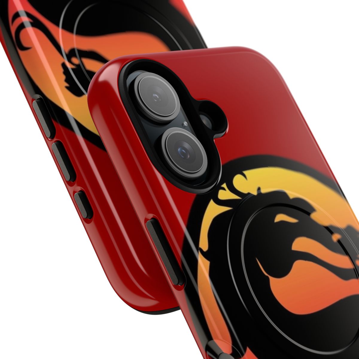 Stylized Mortal Kombat inspired phone case with retro arcade game design - Detail