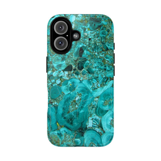 Turquoise blue and gold marble pattern phone case