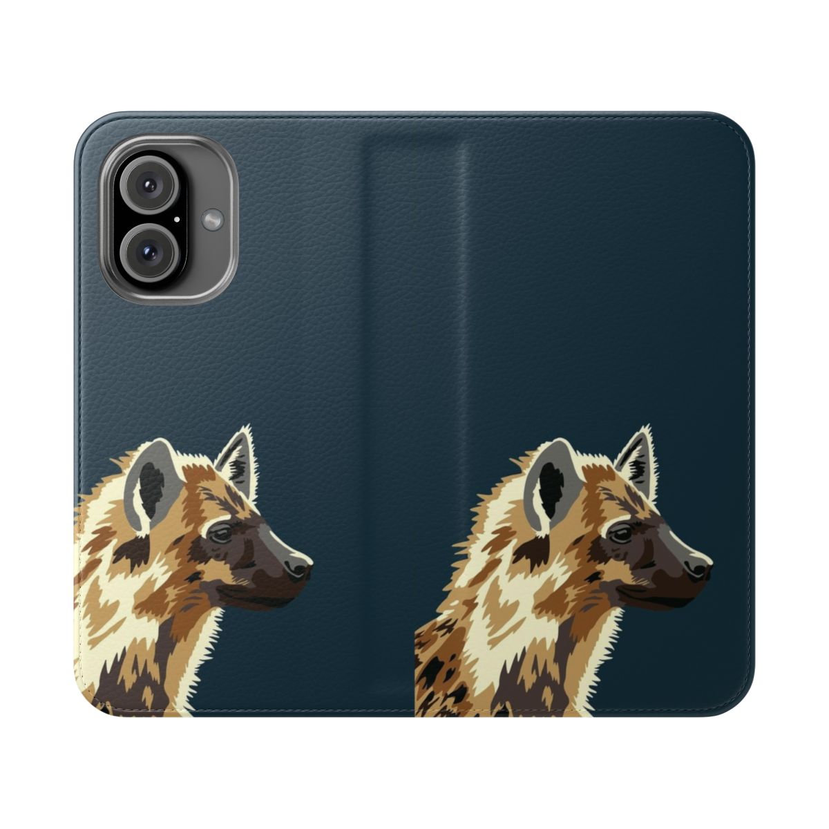 Spotted hyena portrait phone case with a simple, stylish design