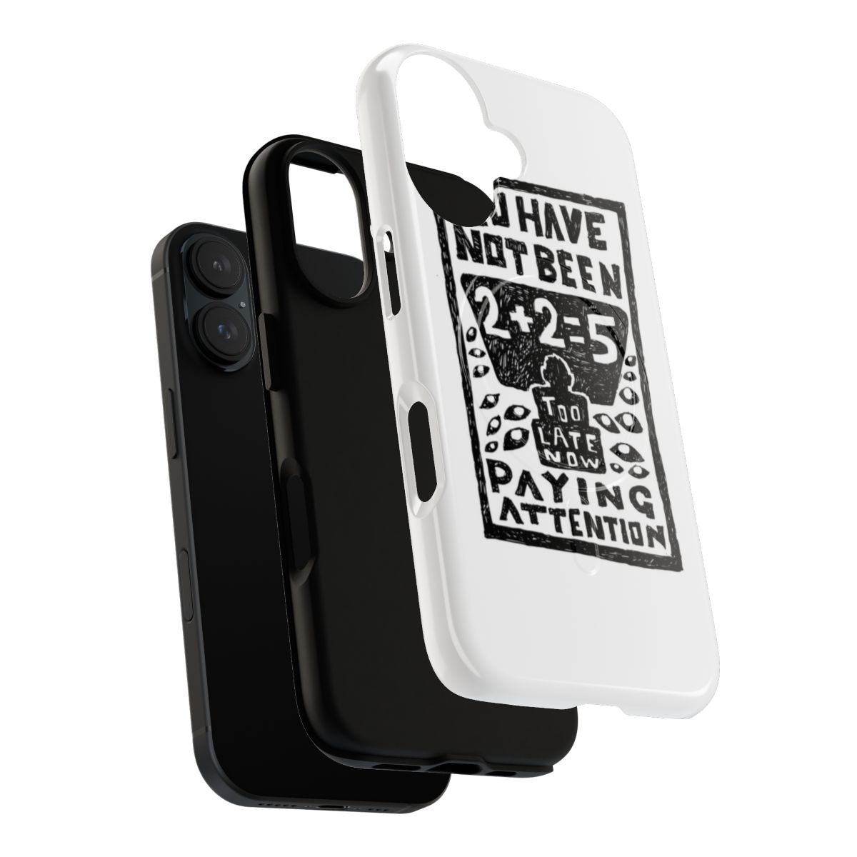 Radiohead-inspired phone case with 2+2=5 illustrated lyrics design - Layers