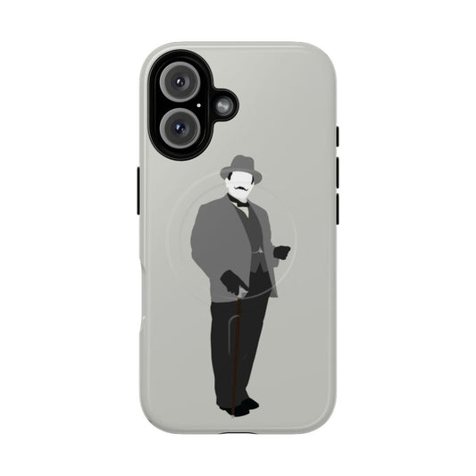 Magnetic tough phone case featuring the famous detective Hercule Poirot