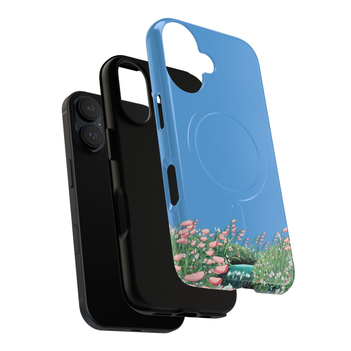 Floral and anime-inspired magnetic phone case with a whimsical garden design - Layers