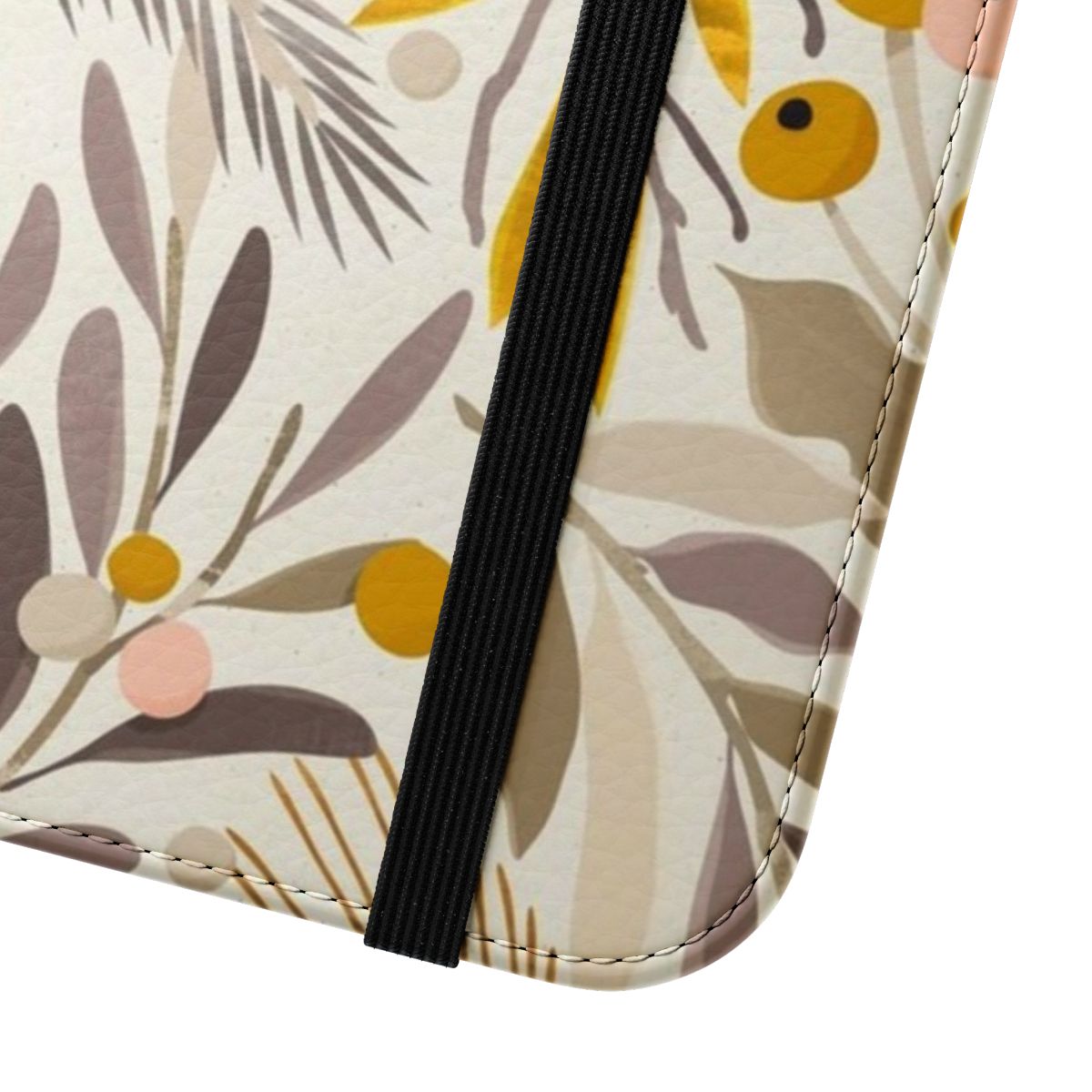 A colorful floral and botanical pattern phone case with a serene, calming design. - Close Up