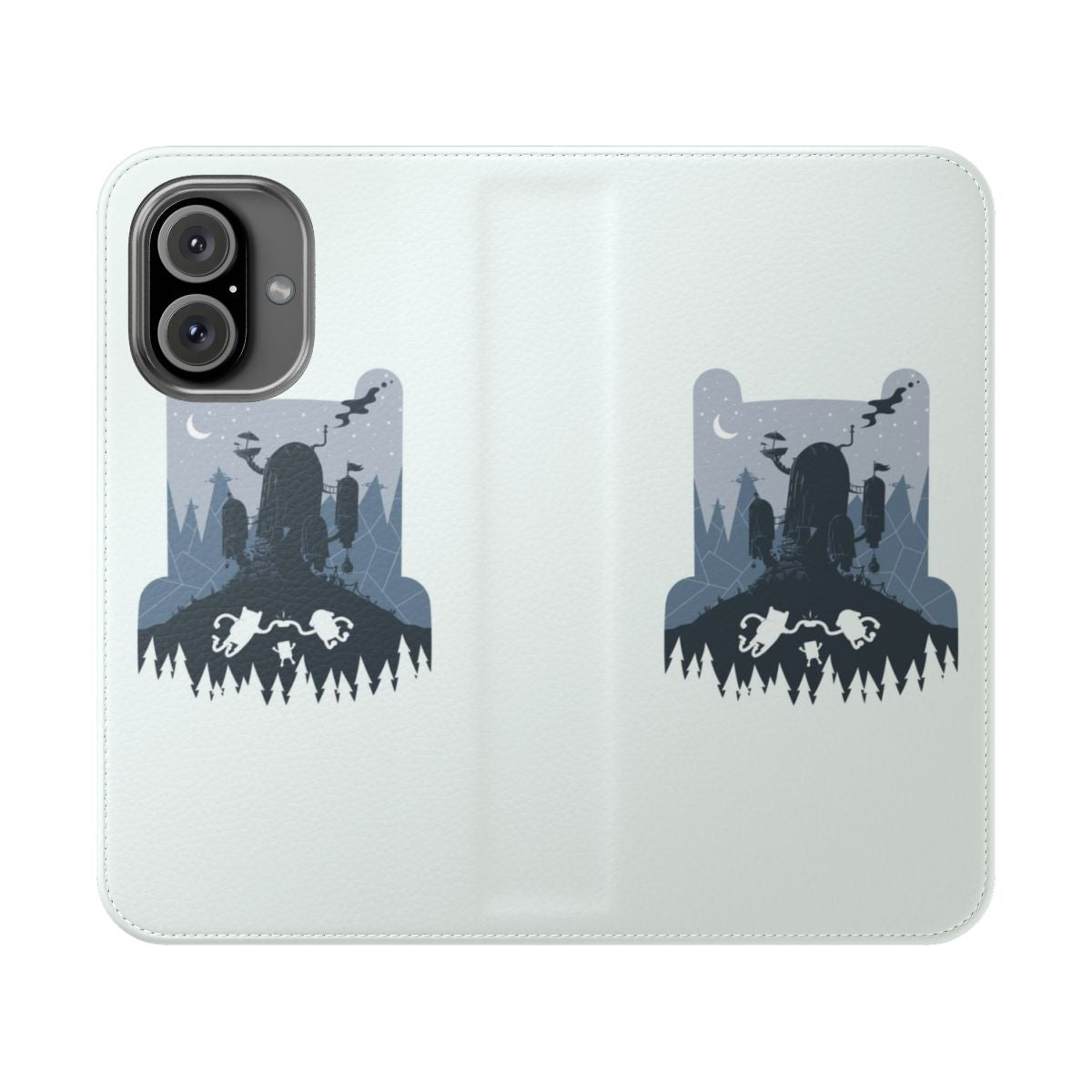 Flip phone case featuring adventure time inspired characters and designs