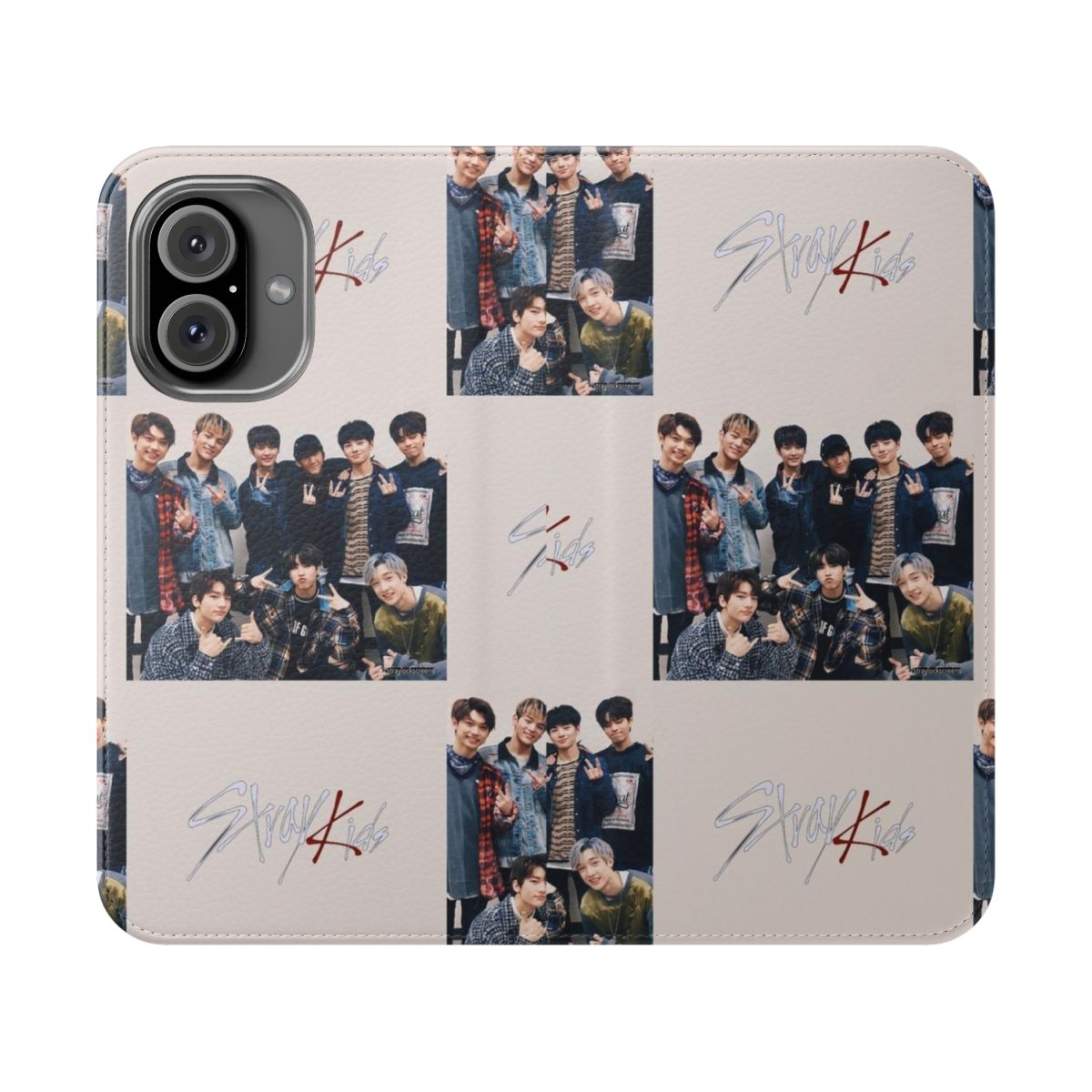 Stray Kids-inspired phone case with flip cover design