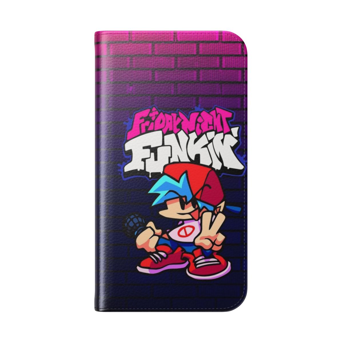 A vibrant and protective phone case featuring the beloved character Boyfriend from the popular game Friday Night Funkin'. - Folded Back