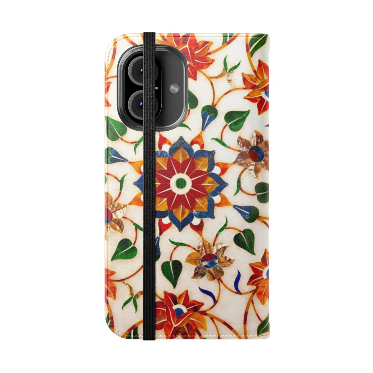 Taj Mahal inspired floral design phone case cover - Folded Front