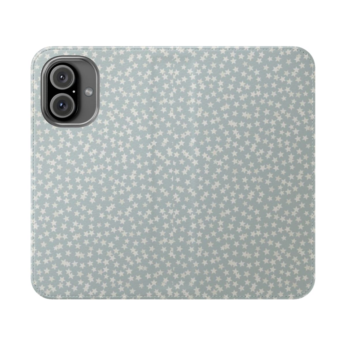 Blue stars pattern phone case with a flip cover design