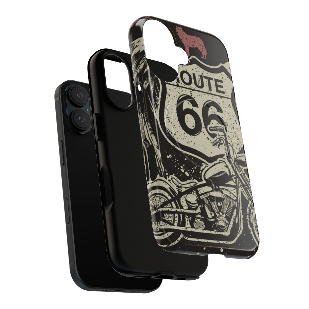 Tough and magnetic phone case with a vintage Route 66 and American pride inspired design - Layers