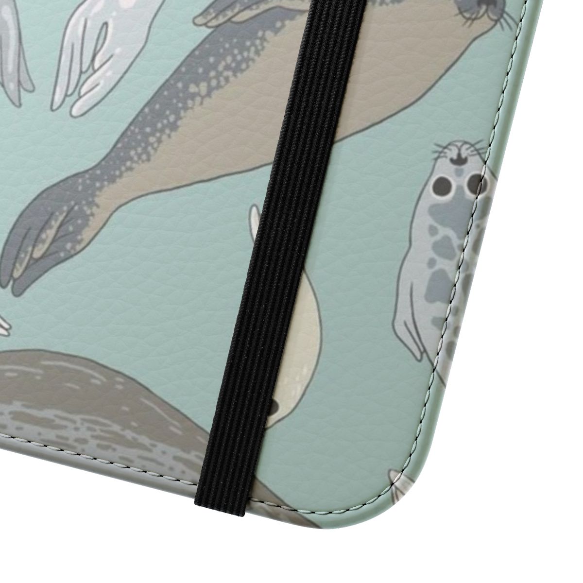 Seal-themed phone case with a cute, lifelike design of a baby seal - Close Up