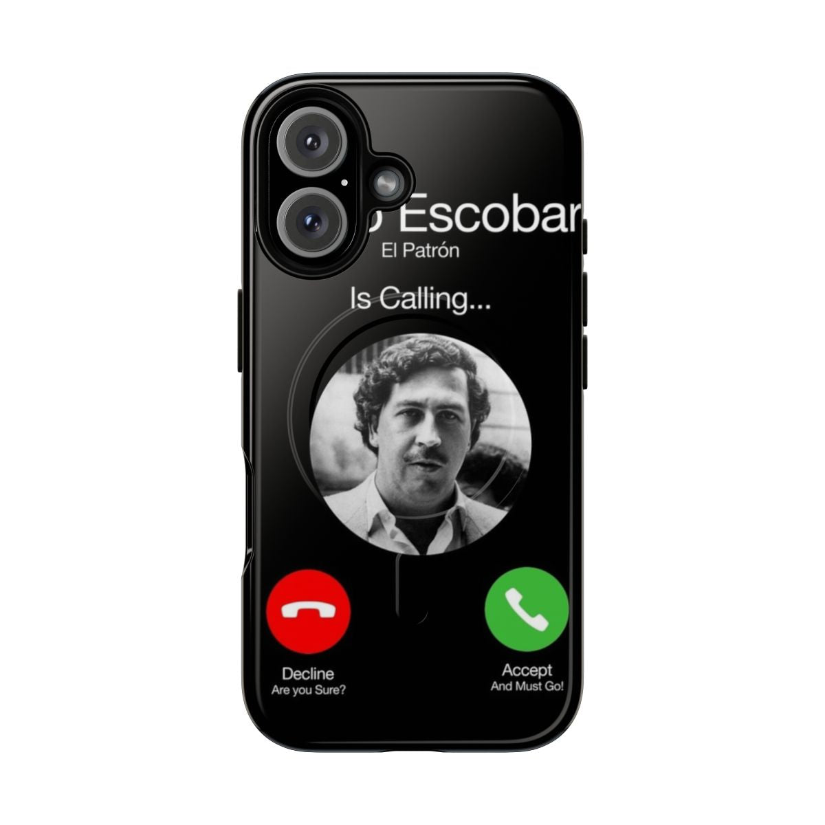 Tough mobile phone case with Pablo Escobar-inspired design