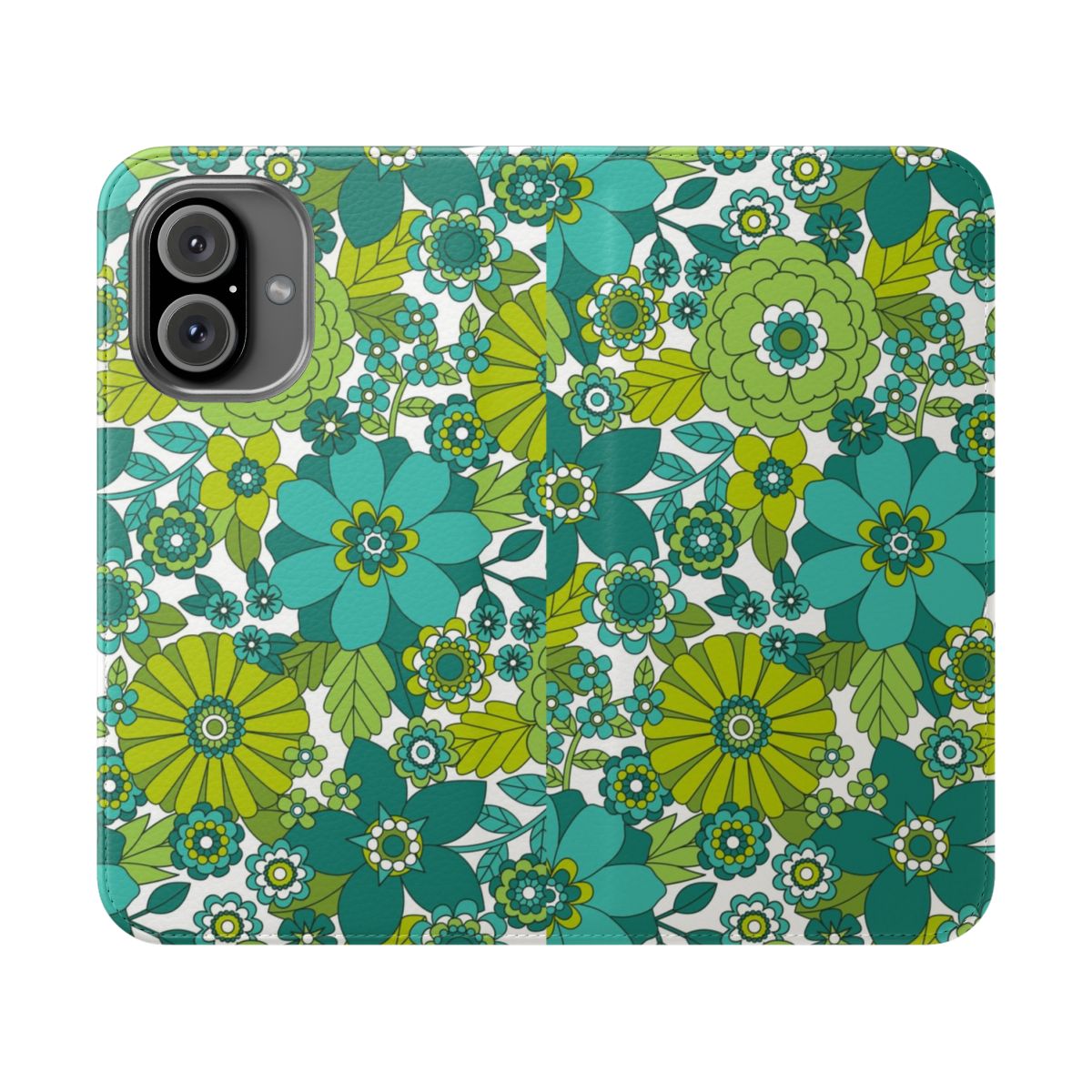 Vintage-inspired floral phone case with a groovy 1970s vibe