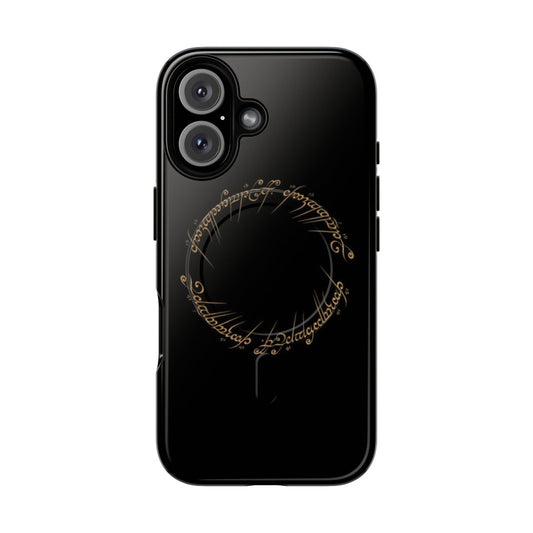 Magnetic tough phone case with elvish inscription design inspired by The Lord of the Rings