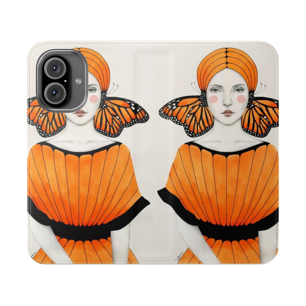 Orange butterfly monarch portrait phone case