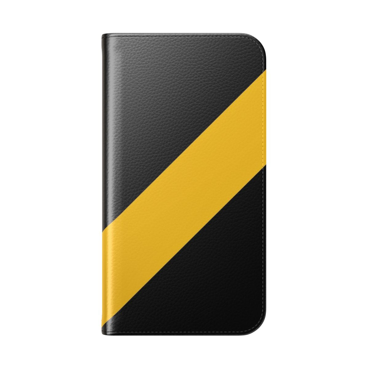 Yellow and black flip cover phone case with Richmond Tigers logo - Folded Back