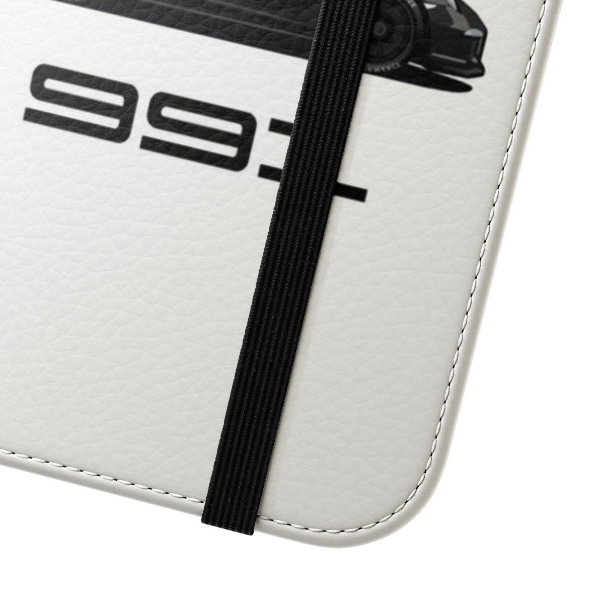 Porsche 911 GT3 RS-inspired flip cover phone case with classic car design - Close Up