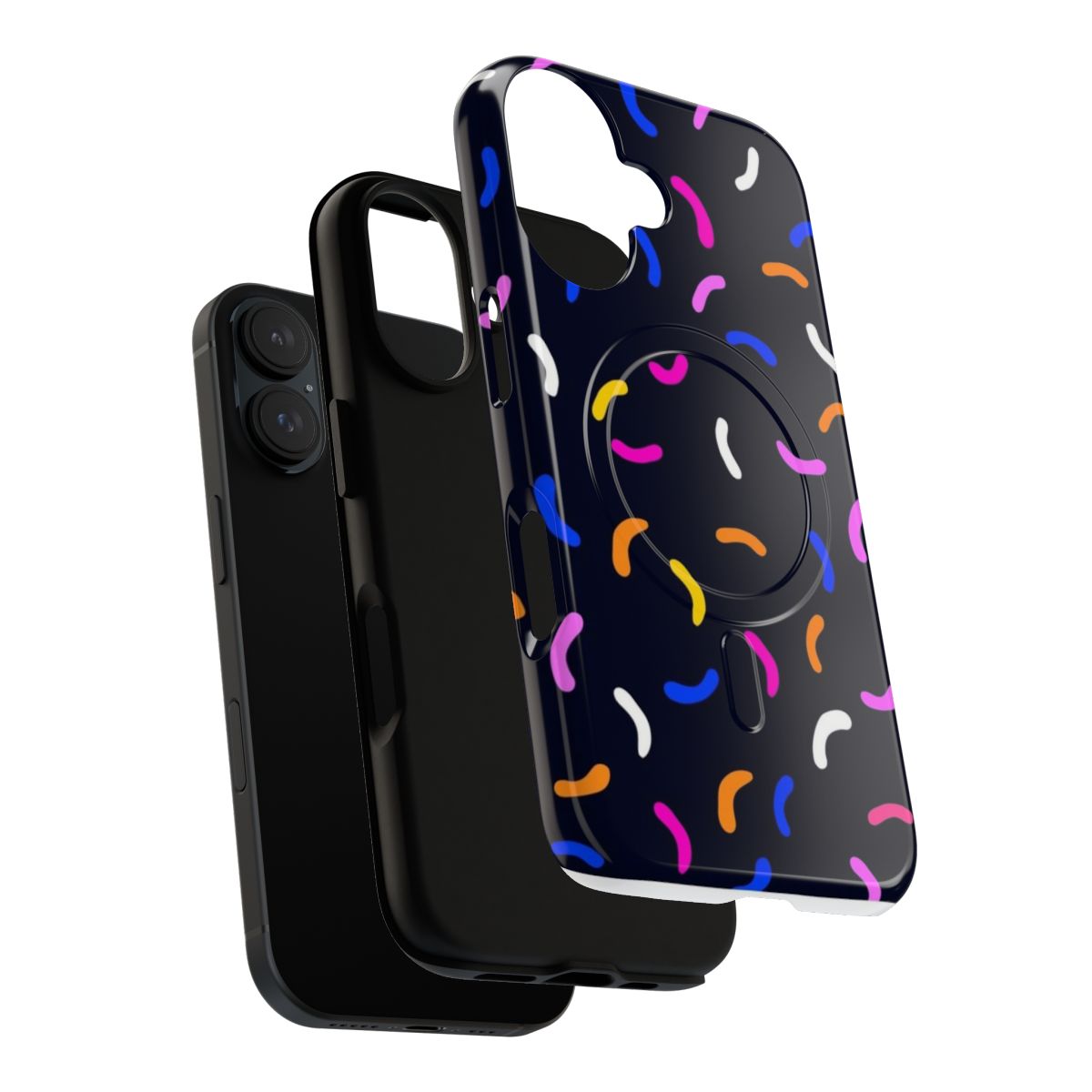 Vibrant 80s pop art phone case with modern abstract pattern in blue, pink, black and white colors - Layers