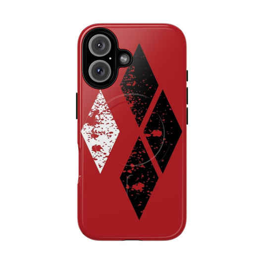 Magnetic tough phone case with a diamond-inspired design