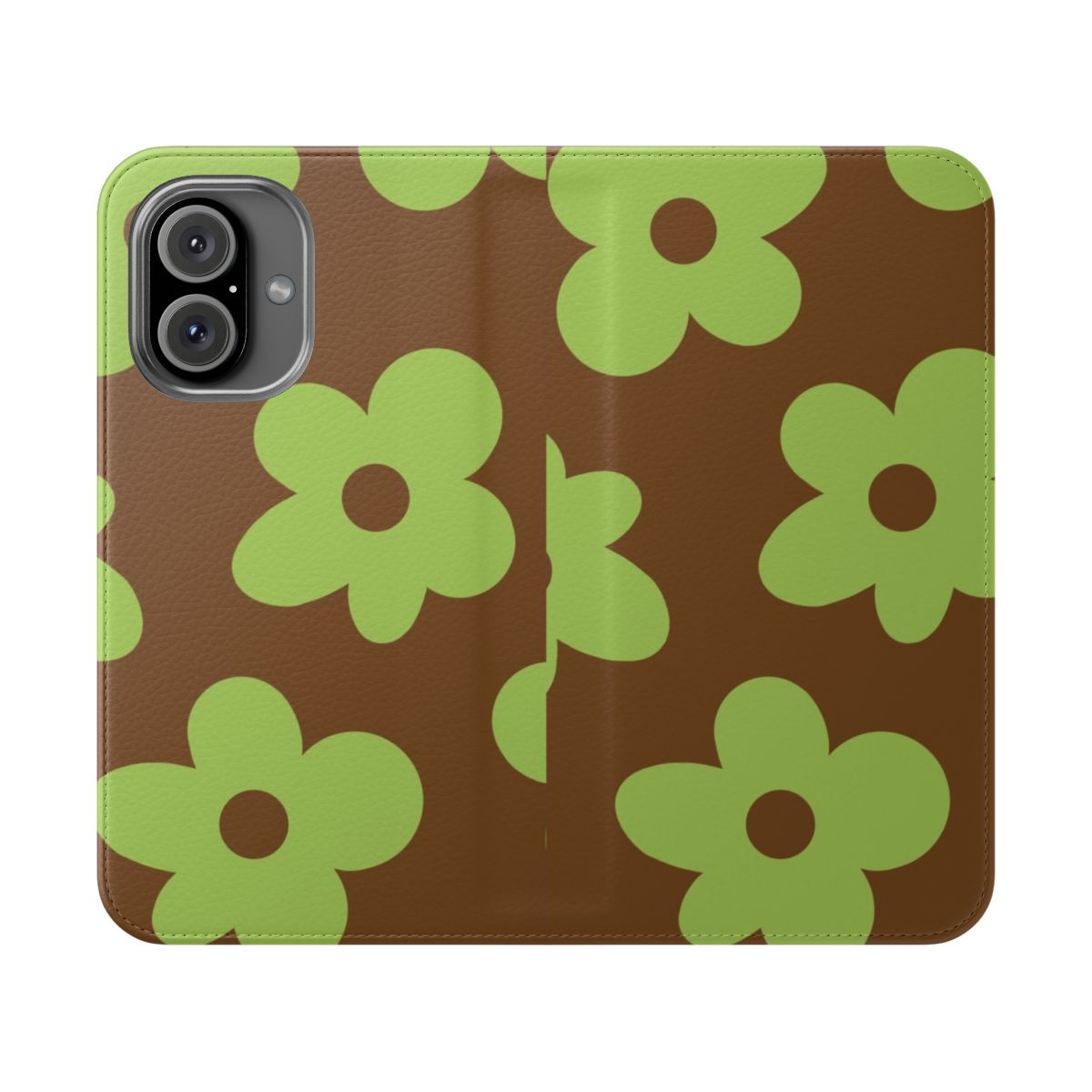 Floral design phone case in brown and green inspired by the Golf Le Fleur brand