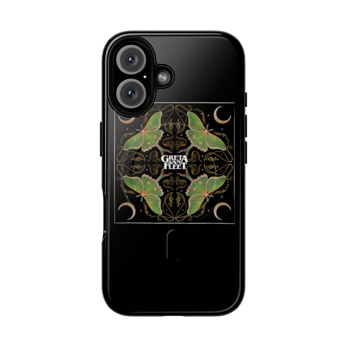 Phone case featuring a butter and moon design, appealing to fans of Led Zeppelin vocalist Robert Plant