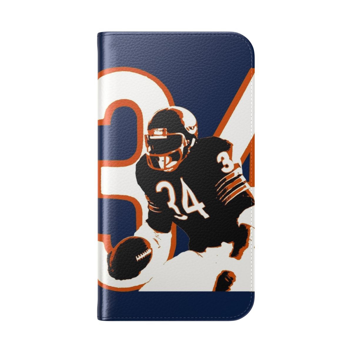 Vintage-inspired phone case featuring an illustration of legendary Chicago Bears running back Walter Payton - Folded Back