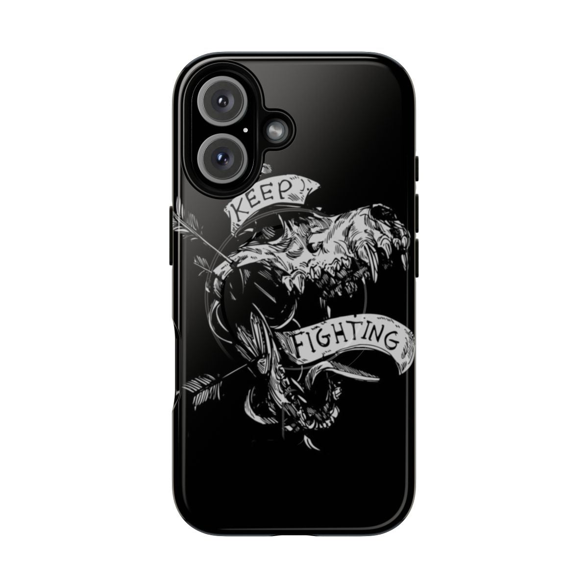 Tough magnetic phone case with skull tattoo ink design for mobile devices