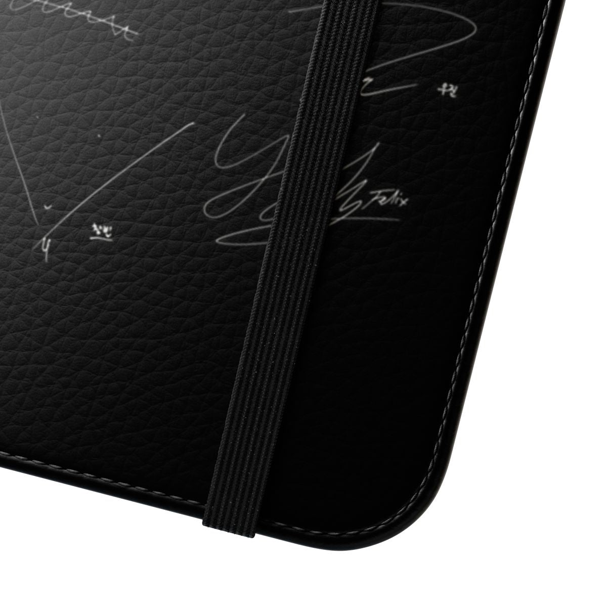 Stray Kids-Inspired Signatures Flip Cover Phone Case in Black - Close Up