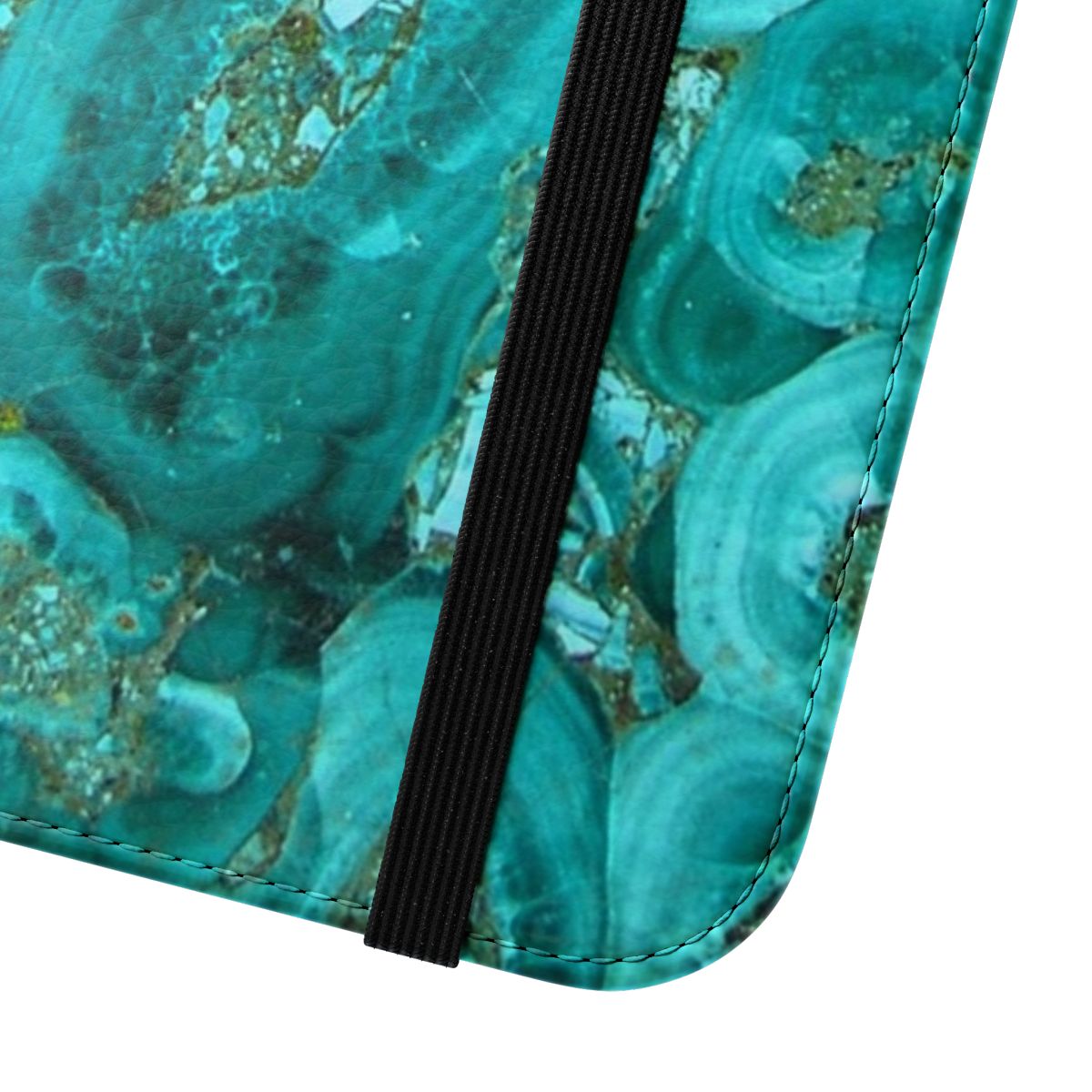 Marble Turquoise Blue and Gold Flip Cover Phone Case - Close Up