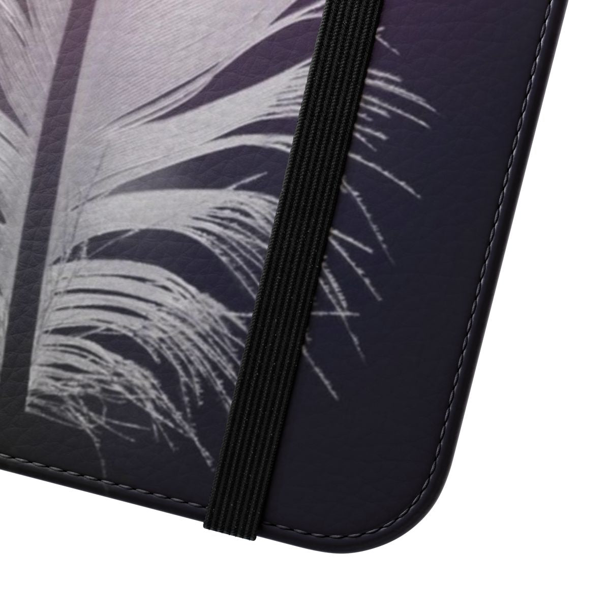 Pastel-colored feather design on a flip phone cover case - Close Up